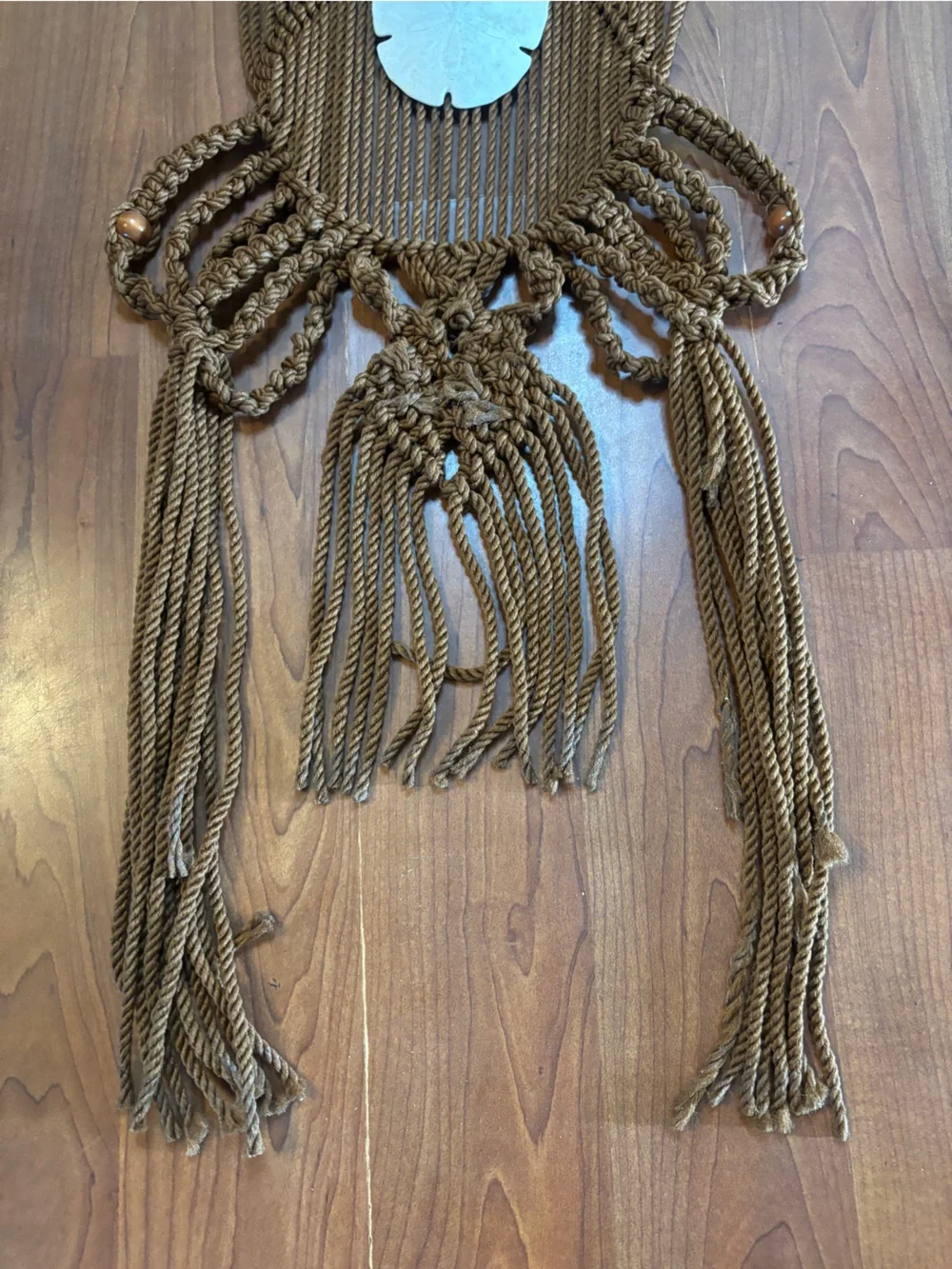 Vintage Macrame Wall Hanging with Sand Dollar Accent
